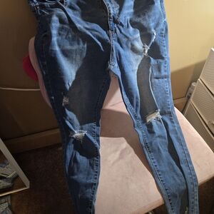 Women's Distressed Blue Jeans